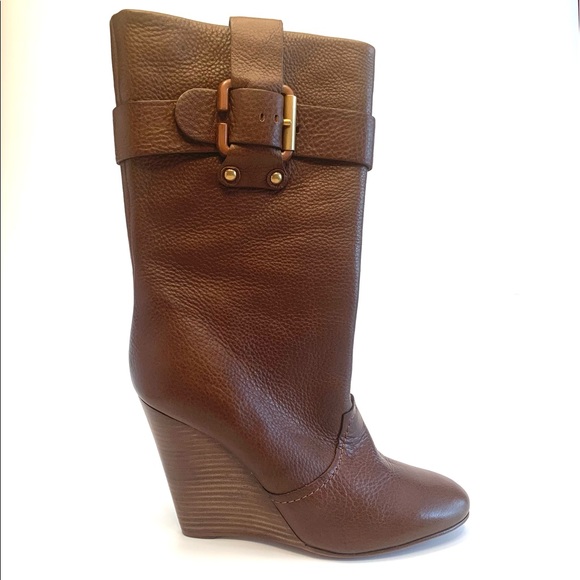 Chloe Shoes - Chloe Prince Calf Leather Wedge Boot in Brown